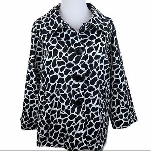 Appraisal Black & White Animal Print Midi Jacket L